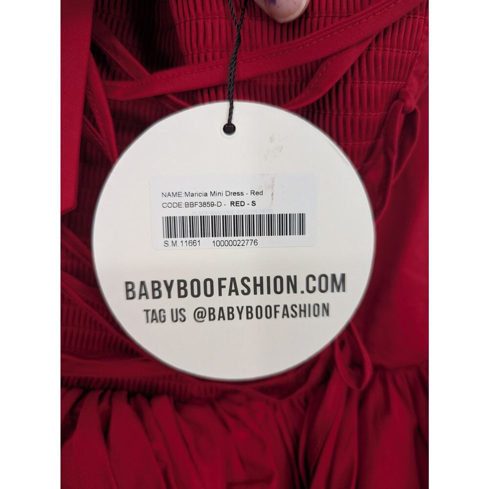 Babyboo Maricia Red Bubble Mini Dress Size Small NWT Corset Halter - Picture 4 of 4